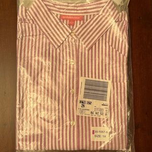 Woman Within Seersucker Short Sleeve Shirt Violet/White